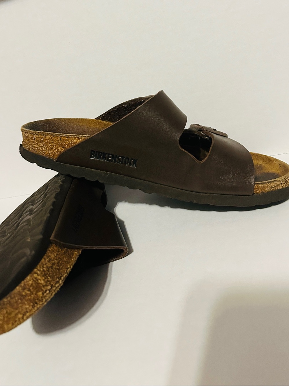 Birkenstock Two-Strap Sandal in Dark Brown with Antique Buckles